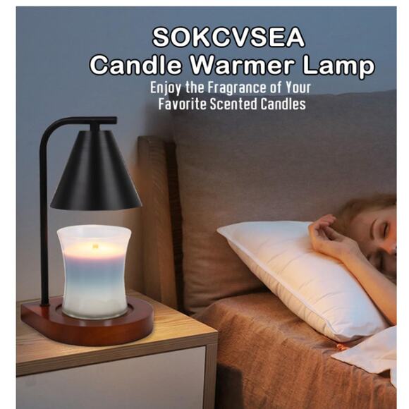 Candle Warmer Lamp Dimmable, Wax Melt with 2 Bulbs- Black - Picture 5 of 9